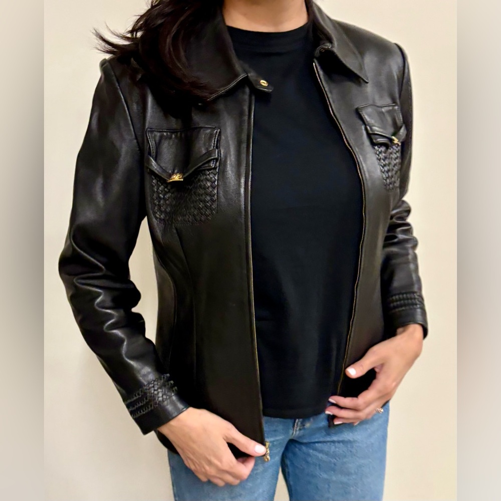 St. John Sport by Marie Gray black leather jacket - Picture 14 of 14